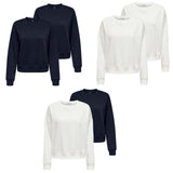 ONLY Damen Sweatshirt 2er Pack - ONLSWEAT LIFE CREW OVERSIZE SWT, Rundhals, Baumwoll-Mix