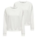 ONLY Damen Sweatshirt 2er Pack - ONLSWEAT LIFE CREW OVERSIZE SWT, Rundhals, Baumwoll-Mix