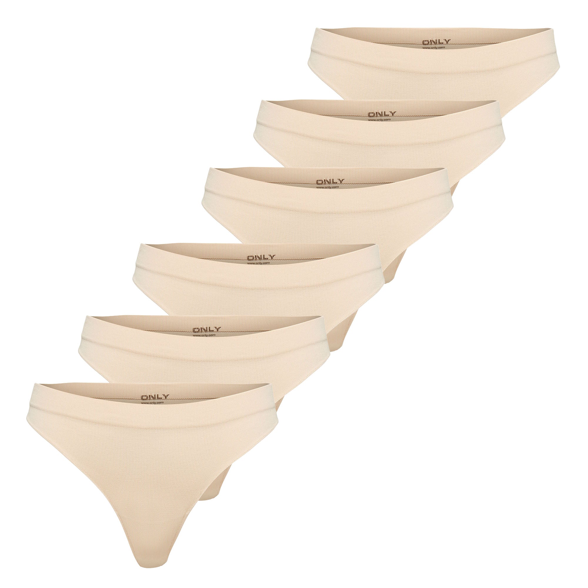 ONLY Damen Strings, 6er Pack - ONLVICKY RIB THONG, gerippt