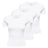 ONLY Damen T-Shirt 3er Pack - ONLVAL LIFE O-NECK TOP, Rundhals, Baumwolle, einfarbig