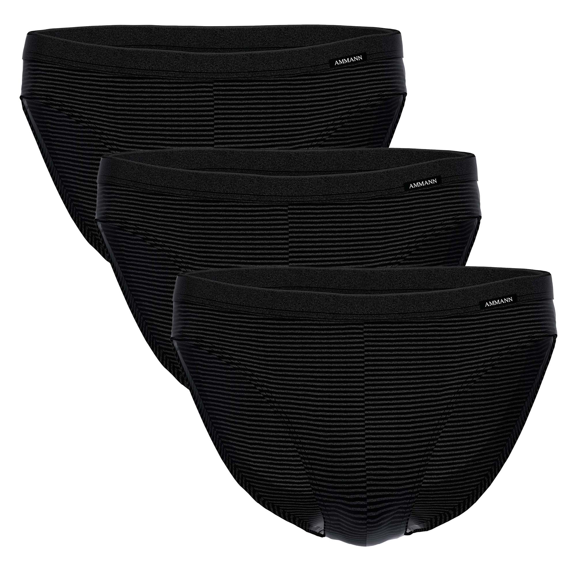 AMMANN Herren Slip 3er Pack - Jazz Pants Jeans, Feinripp, Softbund, Ton-in-Ton Streifen, Baumwollmischung