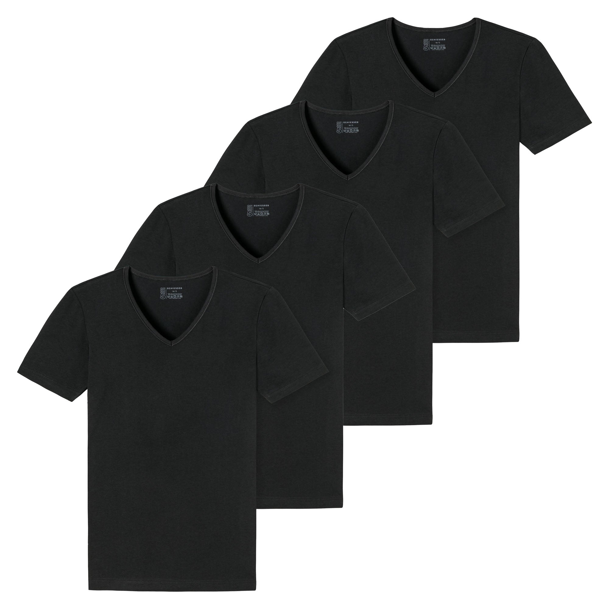 SCHIESSER Herren T-Shirt 4er Pack - Serie "95/5", V-Ausschnitt, S-4XL