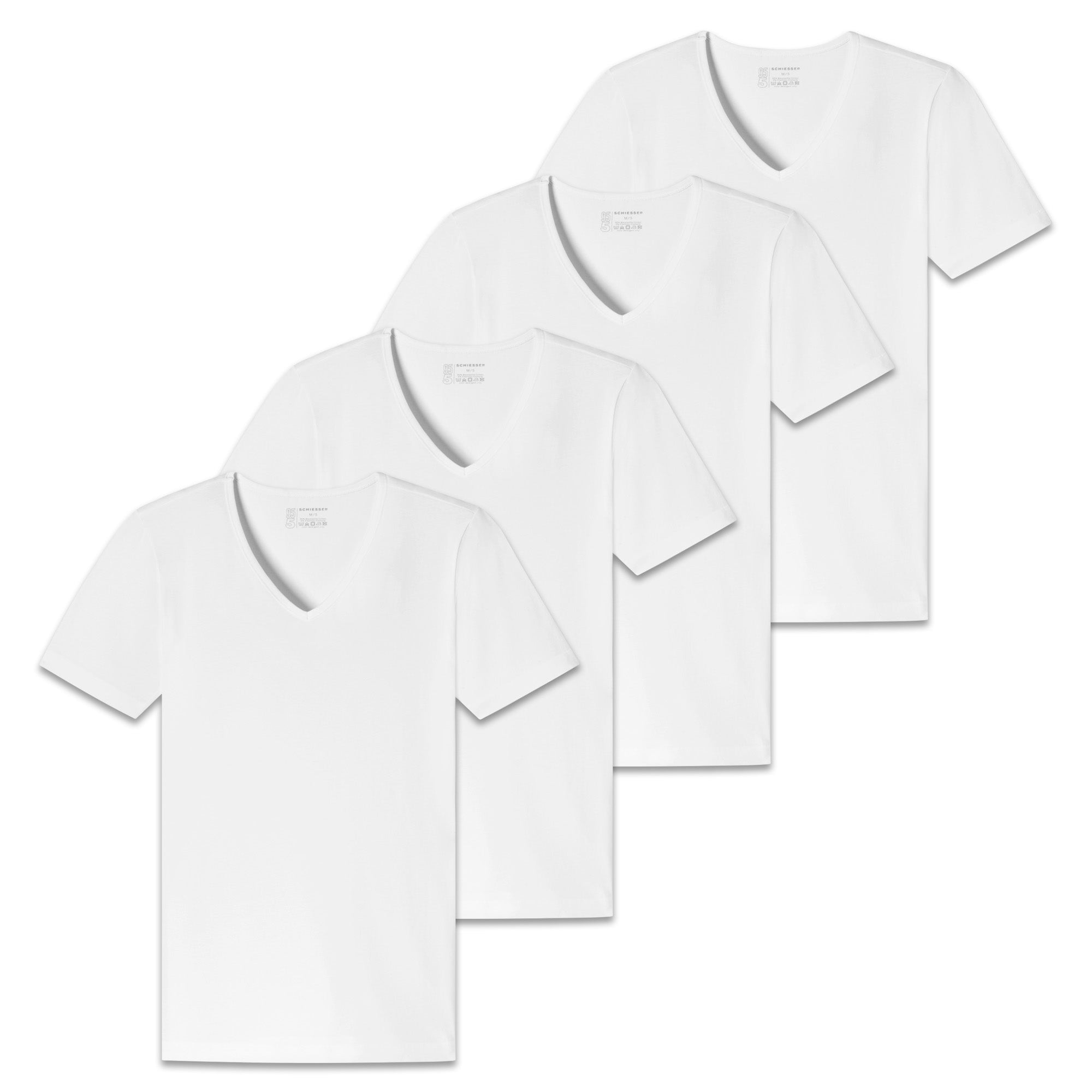 SCHIESSER Herren T-Shirt 4er Pack - Serie "95/5", V-Ausschnitt, S-4XL