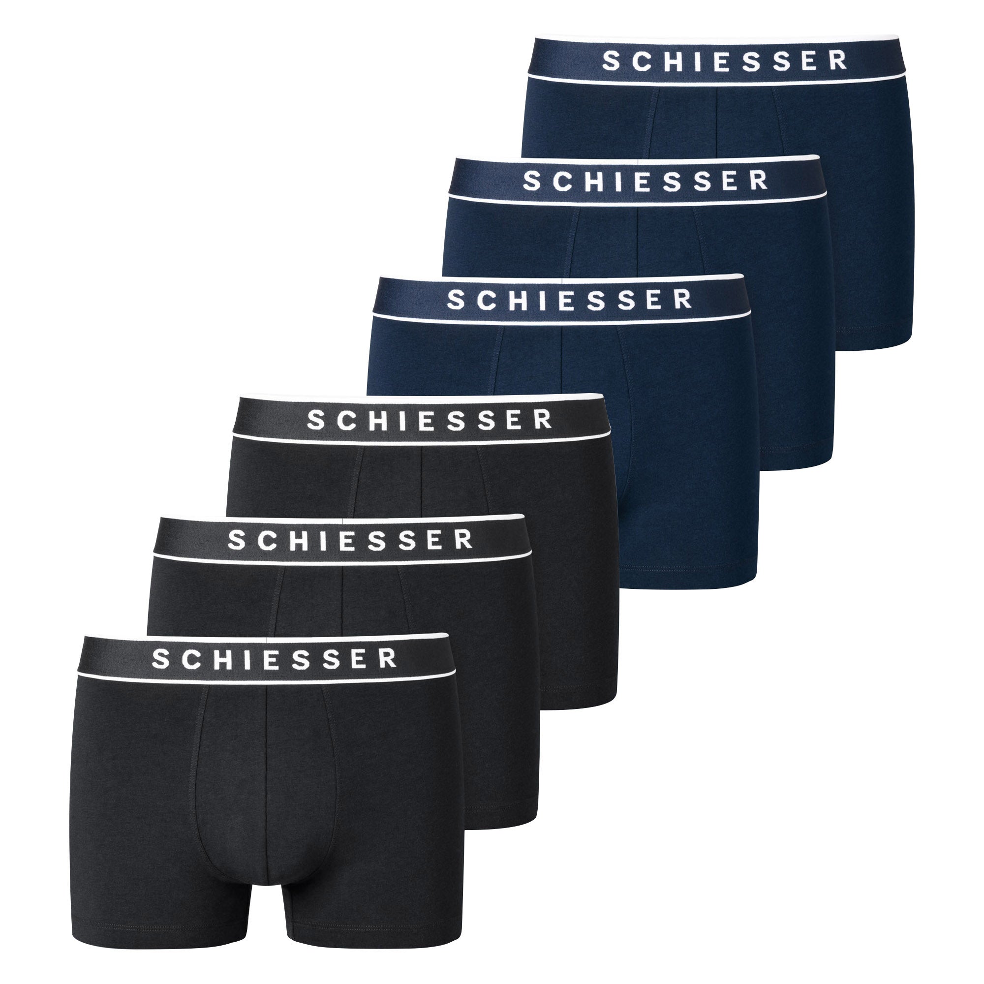 SCHIESSER Men's Shorts 6-Pack - Series "95/5", Logo Waistband, S-XXL