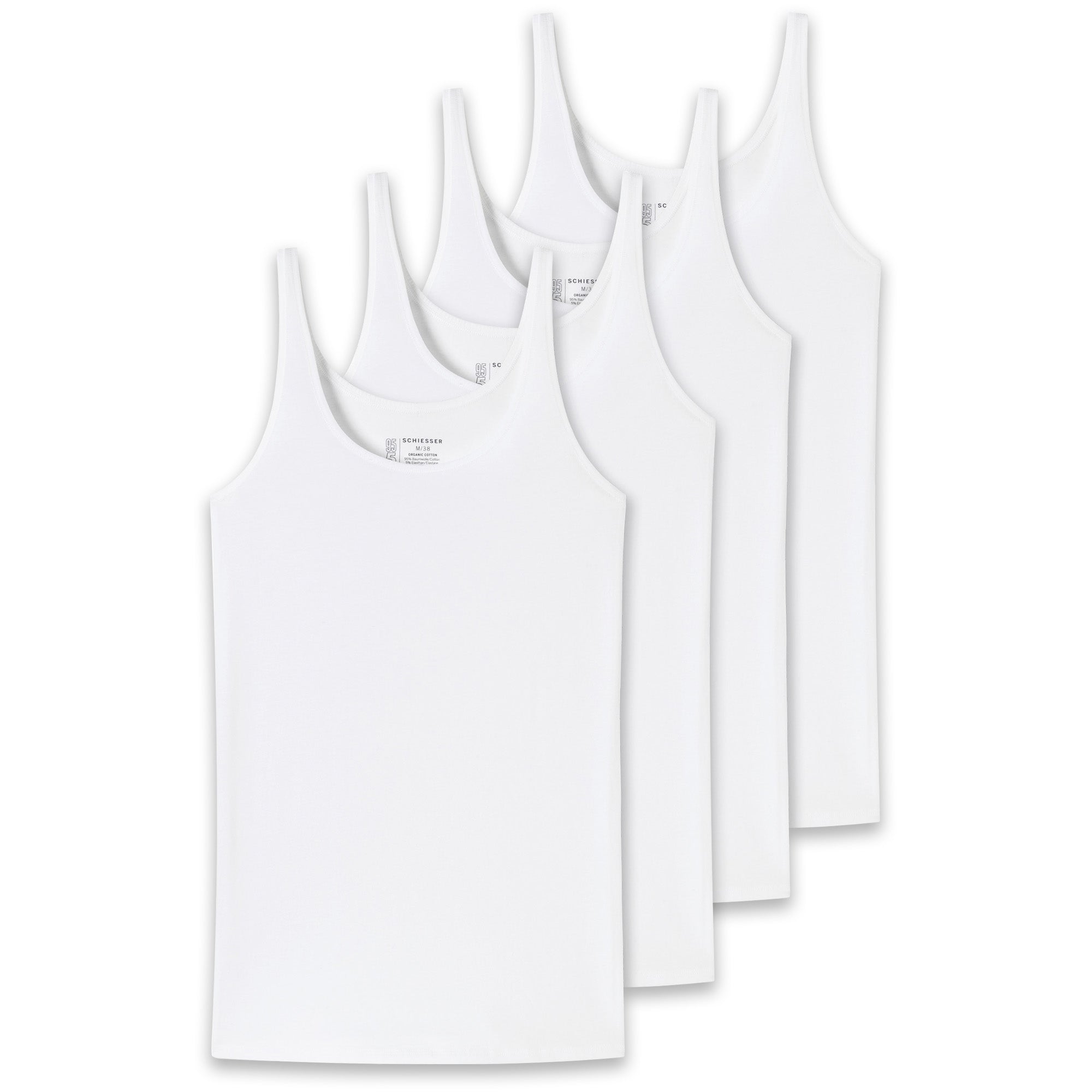 SCHIESSER Damen Trägertop, 4er Pack - Single Jersey, Serie 95/5, uni