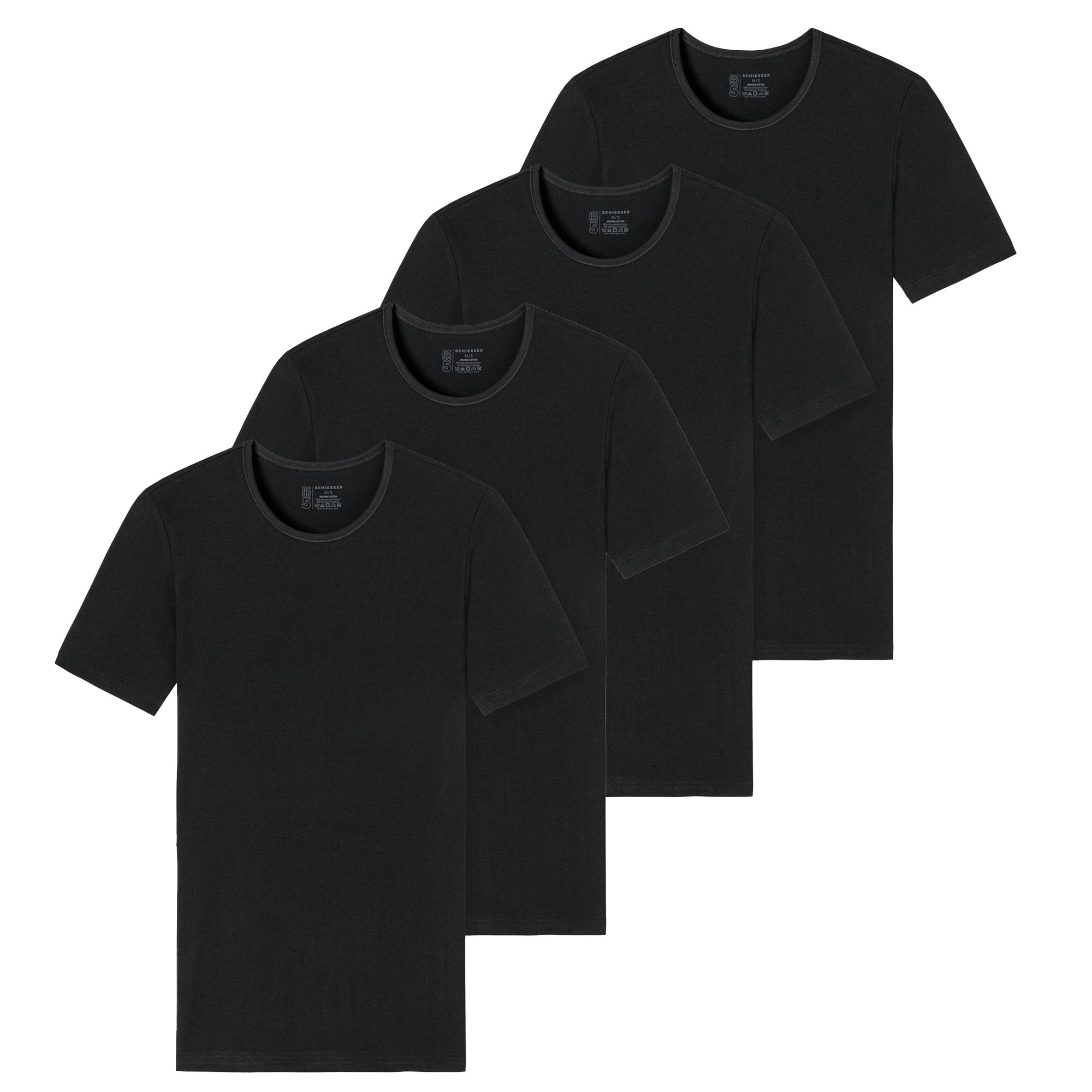 SCHIESSER Men's T-Shirt 4-Pack - Series "95/5", Round Neck, S-XXL