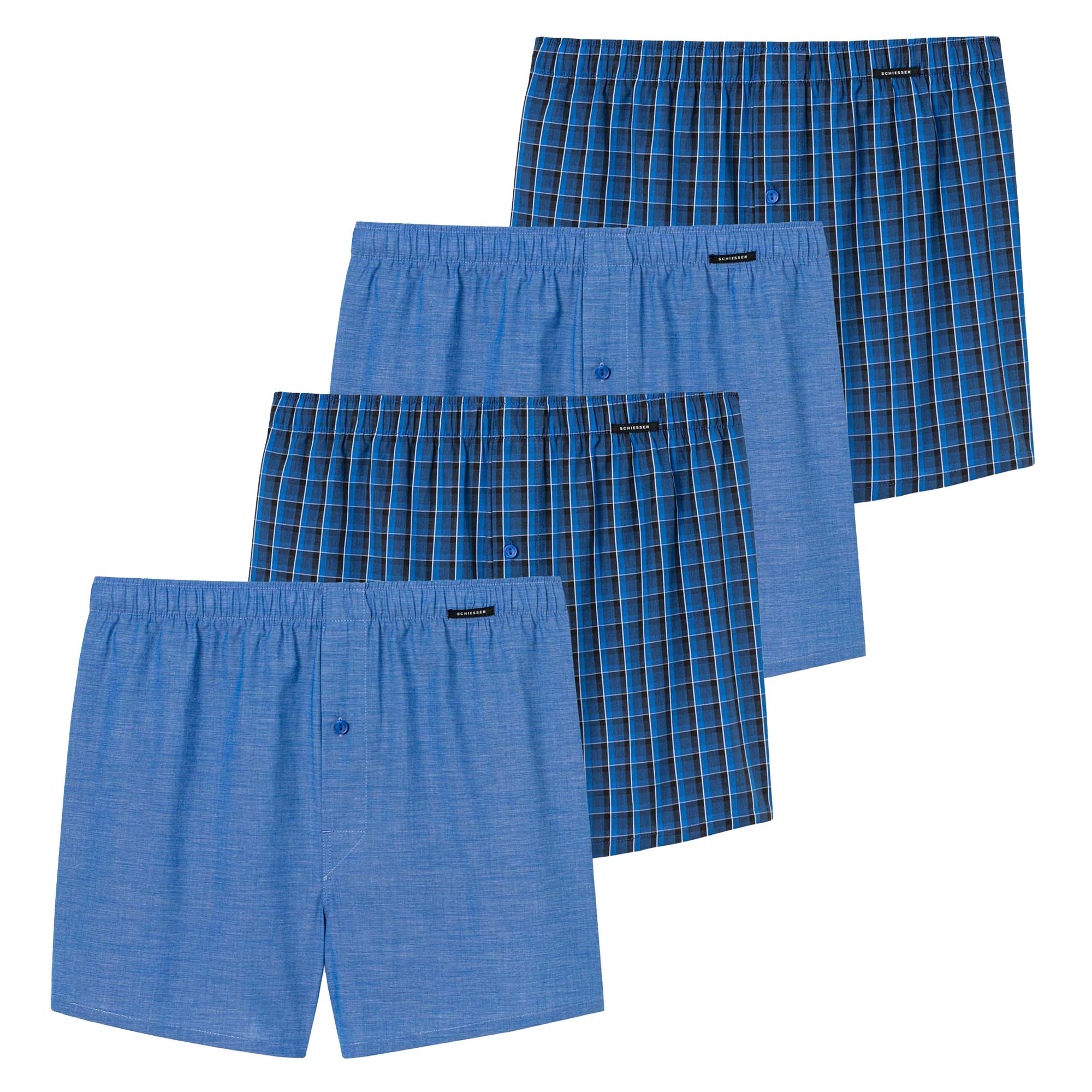 SCHIESSER Herren Web-Boxershorts, 4er Pack - Unterhose, Baumwolle