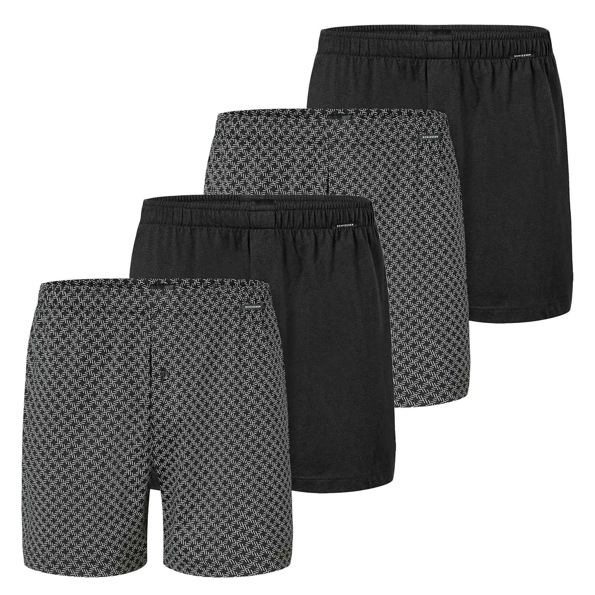 SCHIESSER men's jersey boxer shorts, 4-pack - 4-pack boxer shorts, cotton, solid colour
