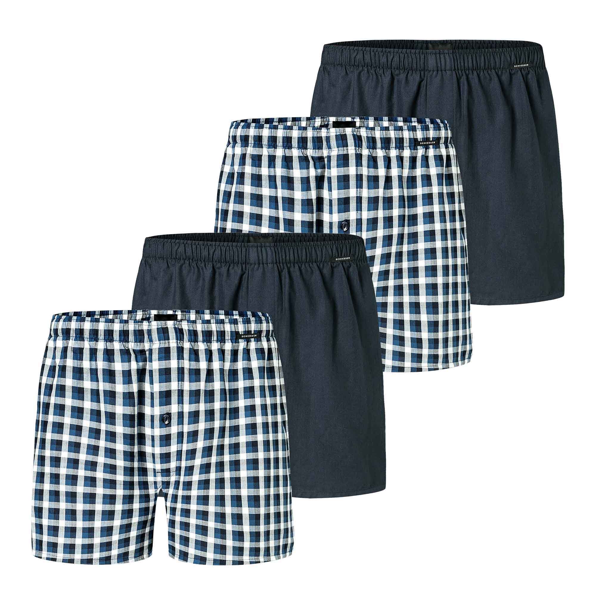 SCHIESSER men's woven boxer shorts, 4-pack - woven fabric, pants, cotton