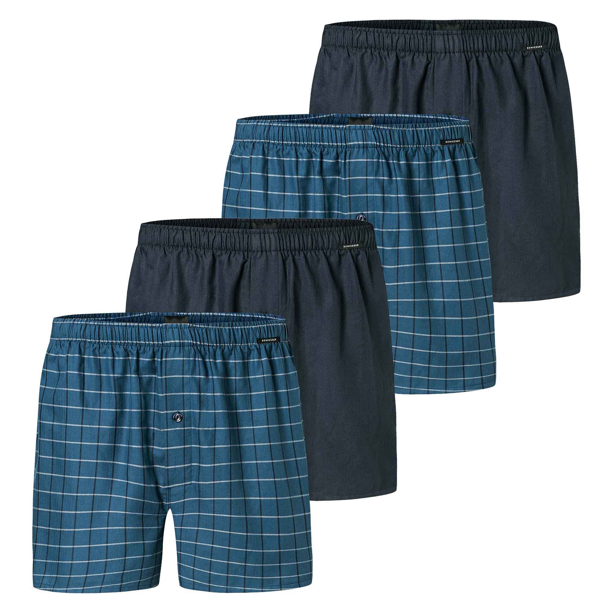 SCHIESSER Herren Web-Boxershorts, 4er Pack - Webware, Unterhose, Baumwolle