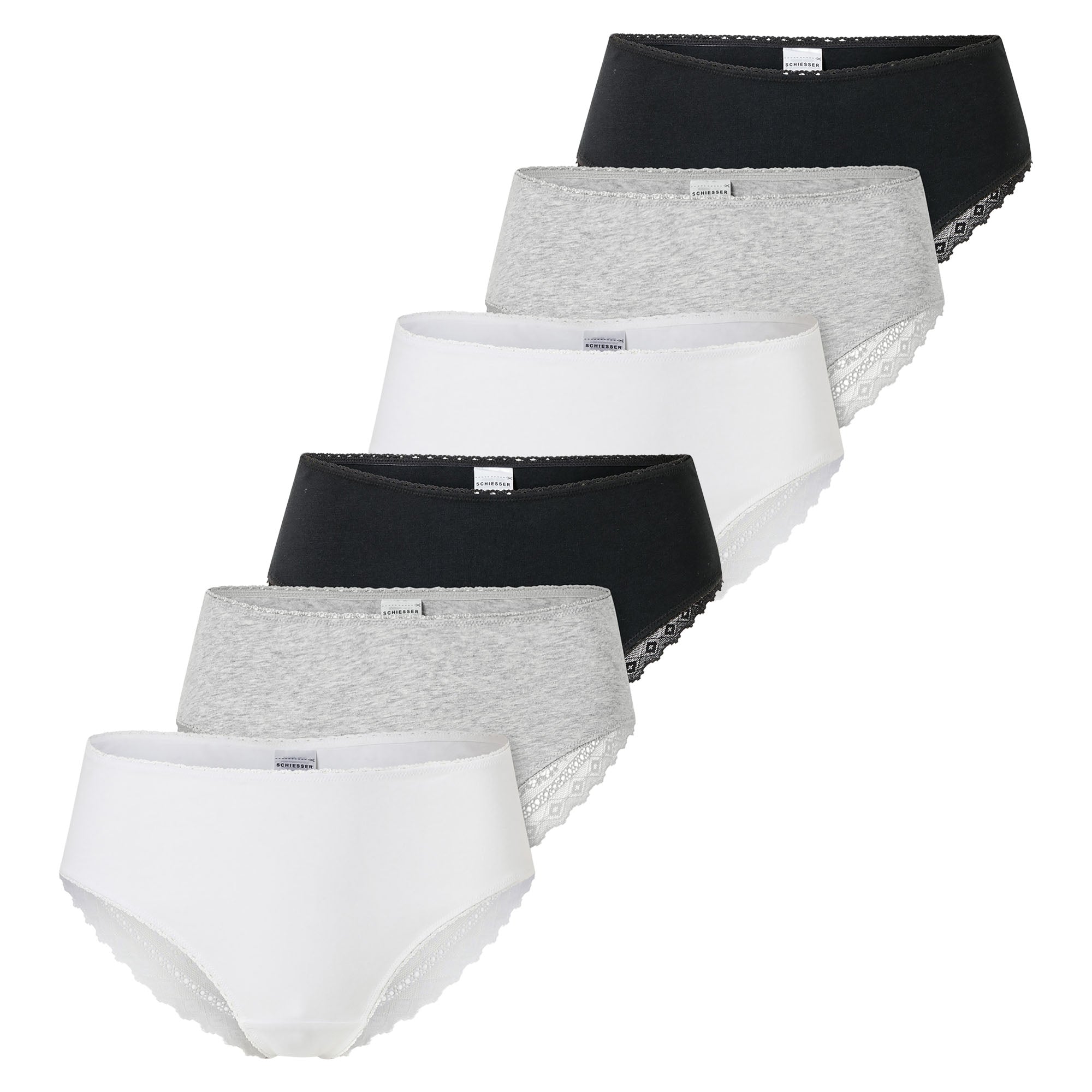 SCHIESSER Damen Brazilian-Slips, 6er Pack - 6Pack Brazilian, Stretch Cotton, uni