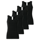 SCHIESSER Damen Tops, 4er Pack - 4Pack Trägertops, Unterhemd, Stretch Cotton, uni