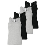 SCHIESSER Damen Tops, 4er Pack - 4Pack Trägertops, Unterhemd, Stretch Cotton, uni