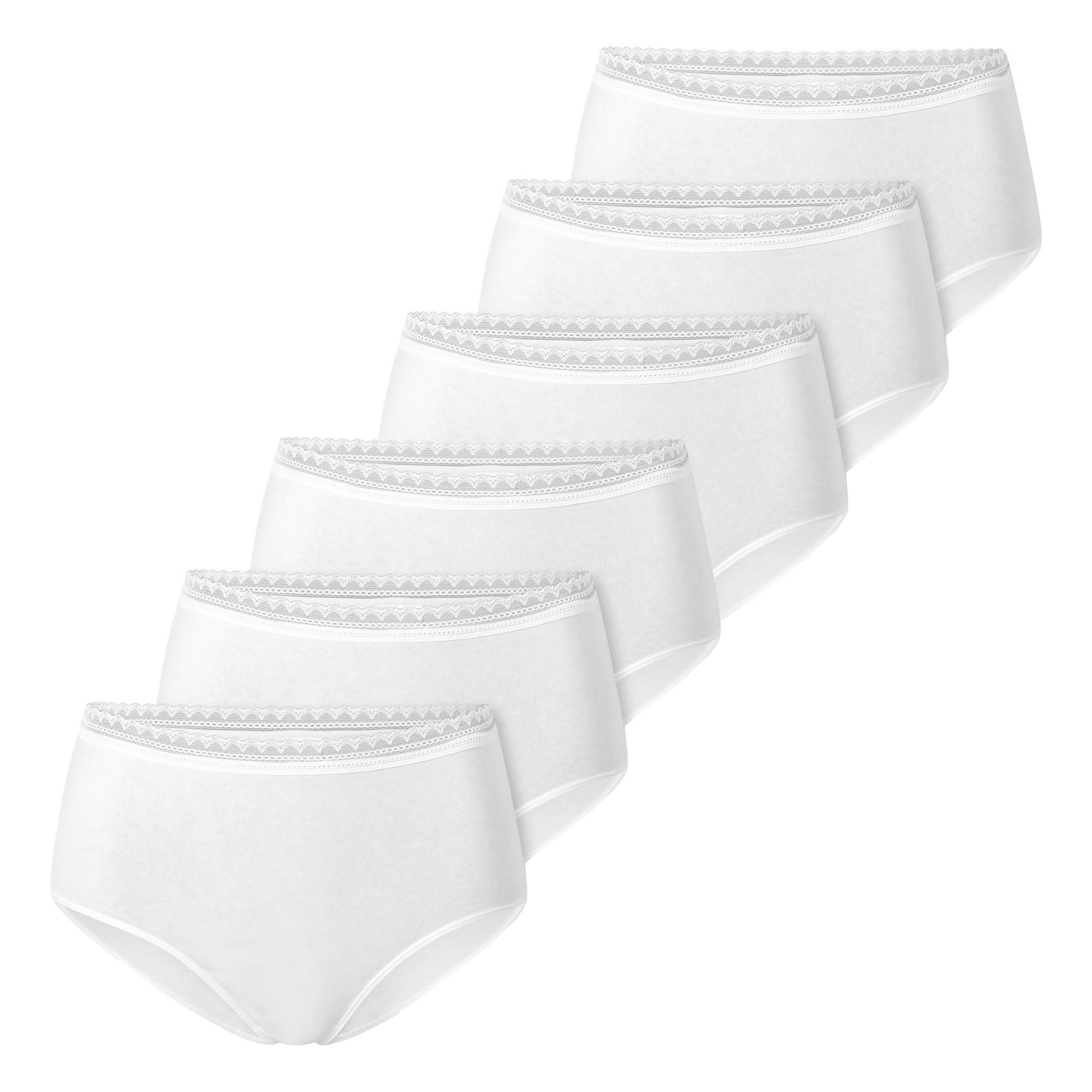 SCHIESSER women's midi briefs, 6-pack - 6-pack midi, stretch cotton, plain