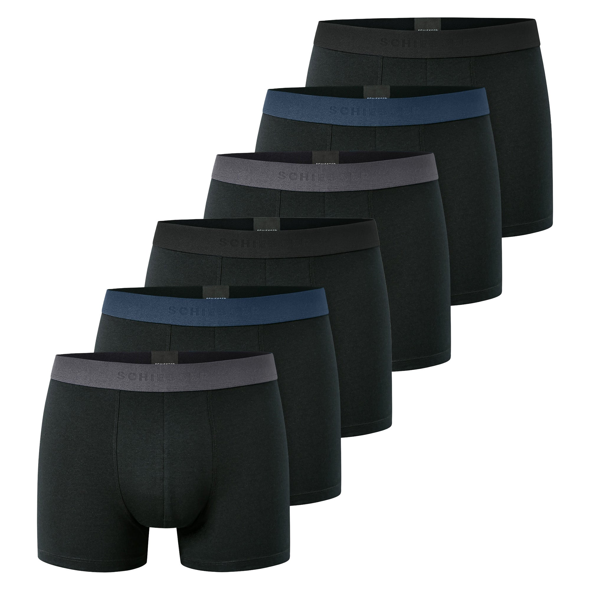 SCHIESSER Herren Boxershorts, 6er Pack - "95/5", Trunks, Cotton Stretch, Logobund