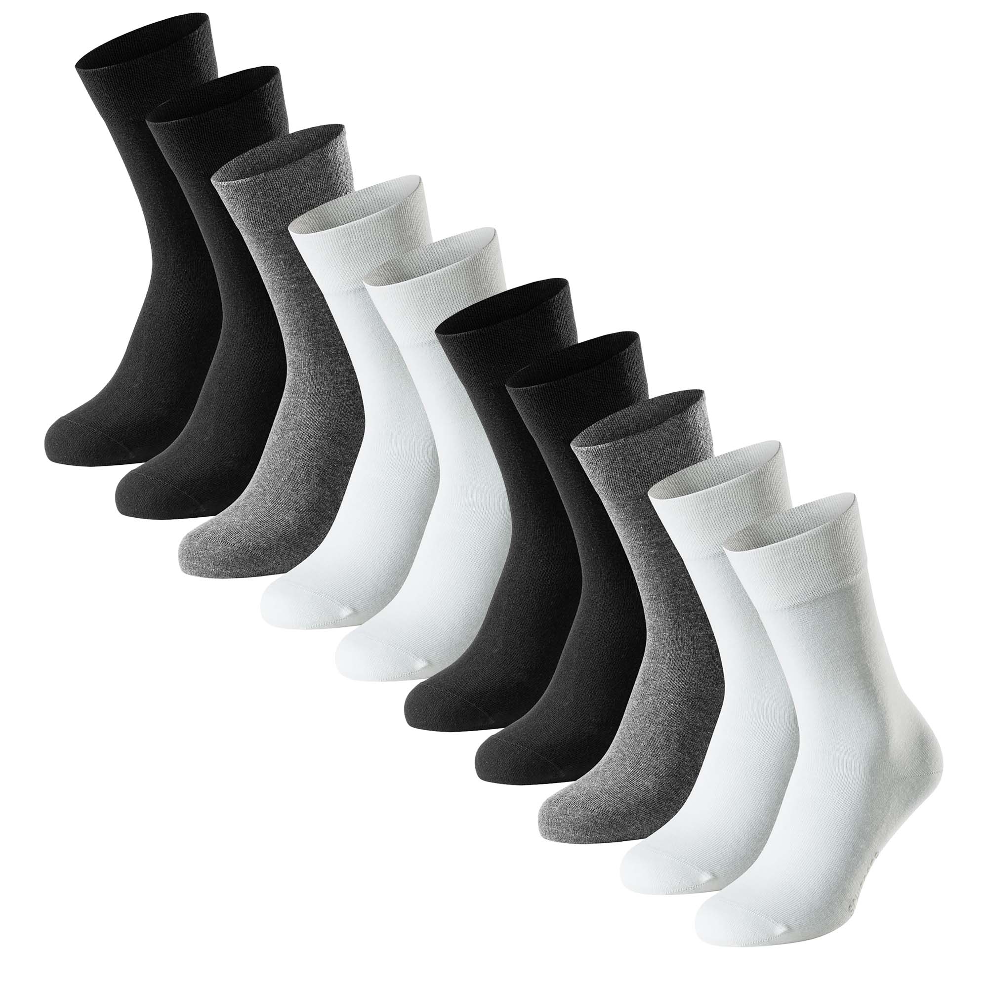 SCHIESSER Herren Socken, 10er Pack - "Bluebird", Baumwoll-Mix, uni/gemustert