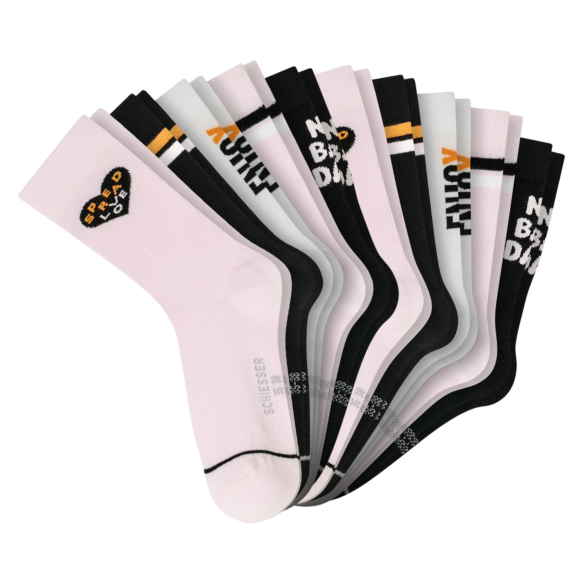 SCHIESSER girls' socks, pack of 10 – ‘Legwear Teens’, patterned, cotton blend