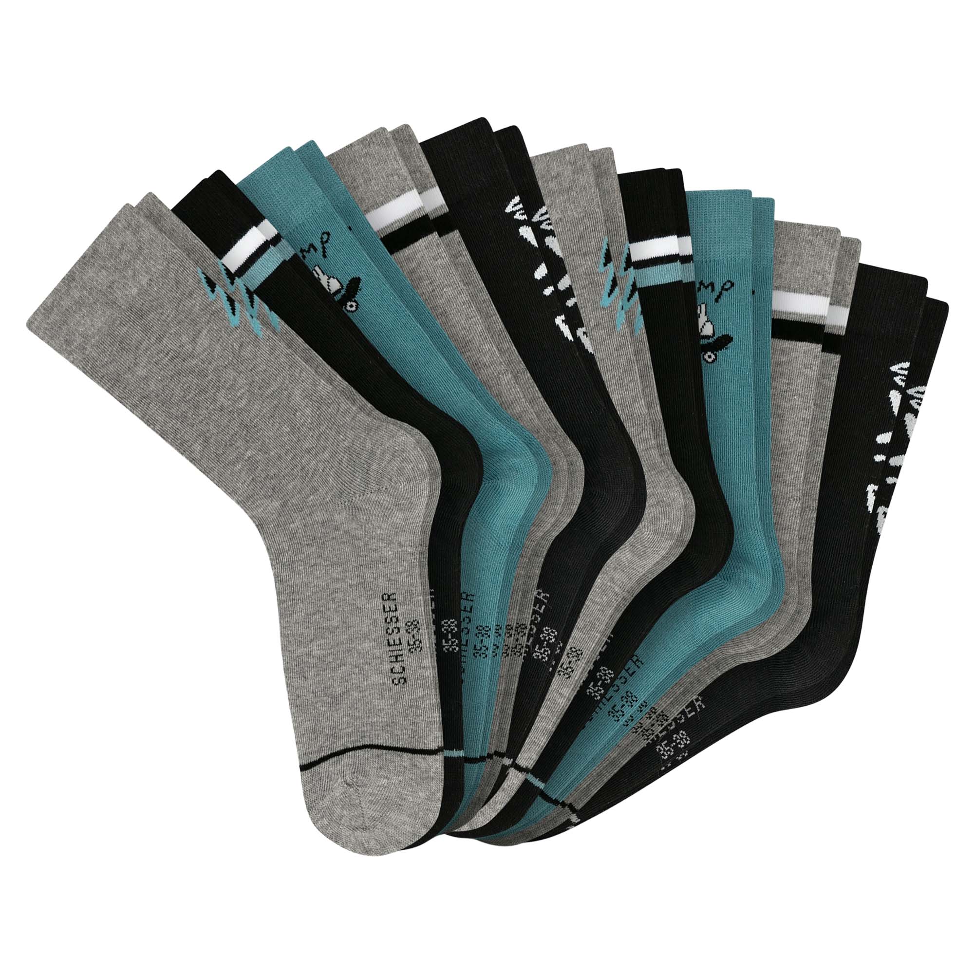 SCHIESSER Jungen Socken, 10er Pack - "Legwear Teens", Muster, Baumwolmischung
