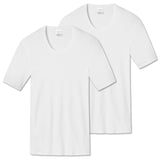SCHIESSER Herren 1/2 Arm T-Shirt 2er Pack - Jacke, Unterhemd, Cotton Essentials, Feinripp