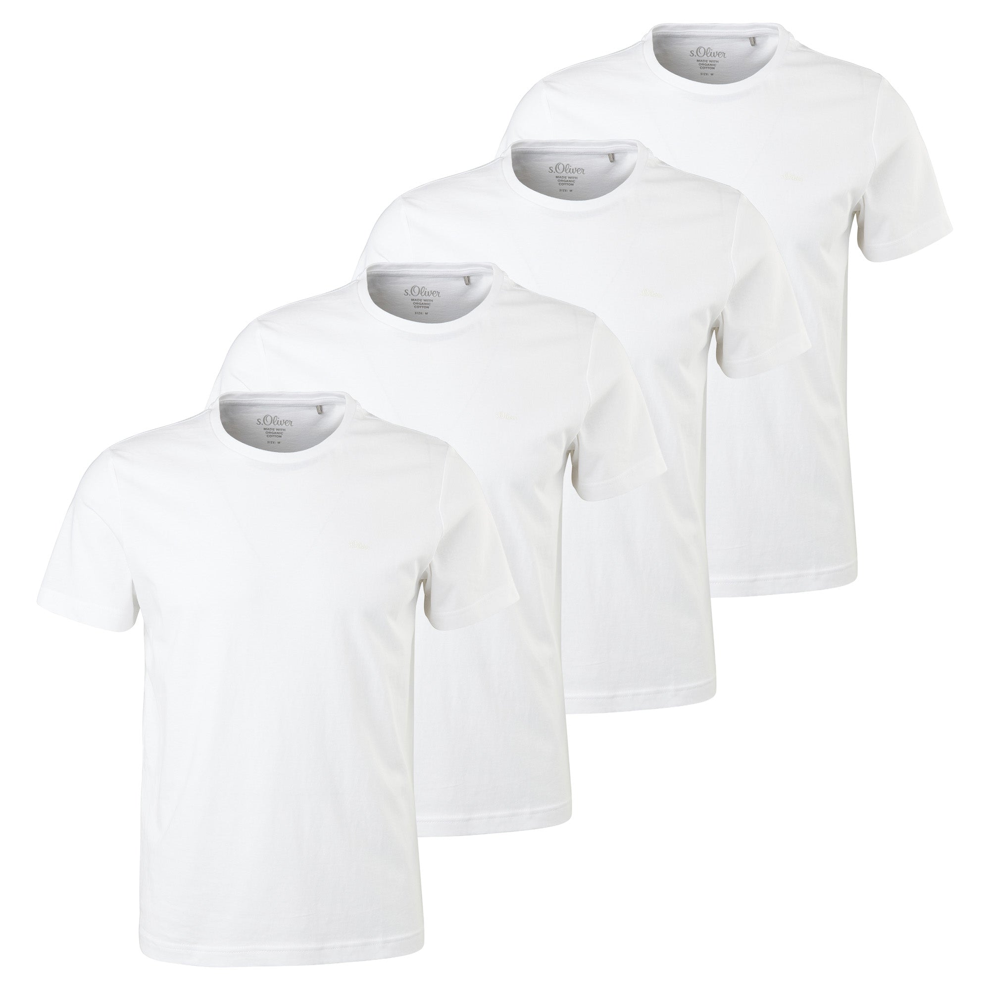 s.Oliver Men T-shirt, 4-pack – Basic, crew neck, cotton, plain
