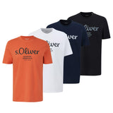 s.Oliver Herren T-Shirt, 4er Pack - Basic, Logoprint, Rundhals, Baumwolle