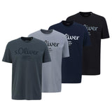 s.Oliver Herren T-Shirt, 4er Pack - Basic, Logoprint, Rundhals, Baumwolle