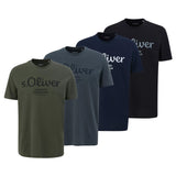 s.Oliver Herren T-Shirt, 4er Pack - Basic, Logoprint, Rundhals, Baumwolle