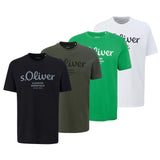 s.Oliver Herren T-Shirt, 4er Pack - Basic, Logoprint, Rundhals, Baumwolle