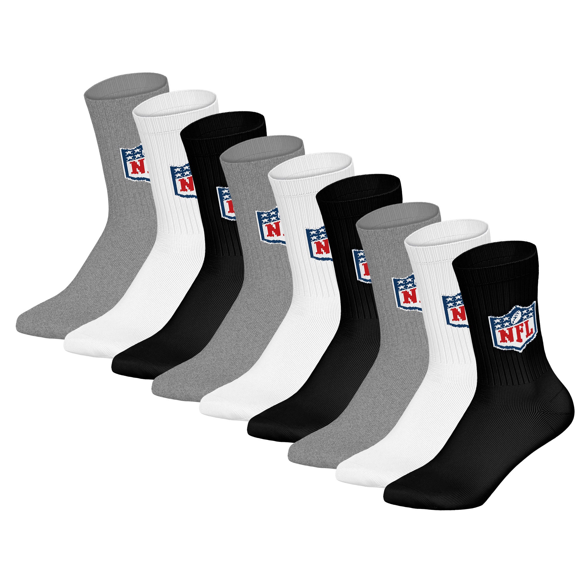 NFL Unisex Socken, 9er Pack - NFL Shield 9Pack Crew Socks, Logo, Baumwollmischung