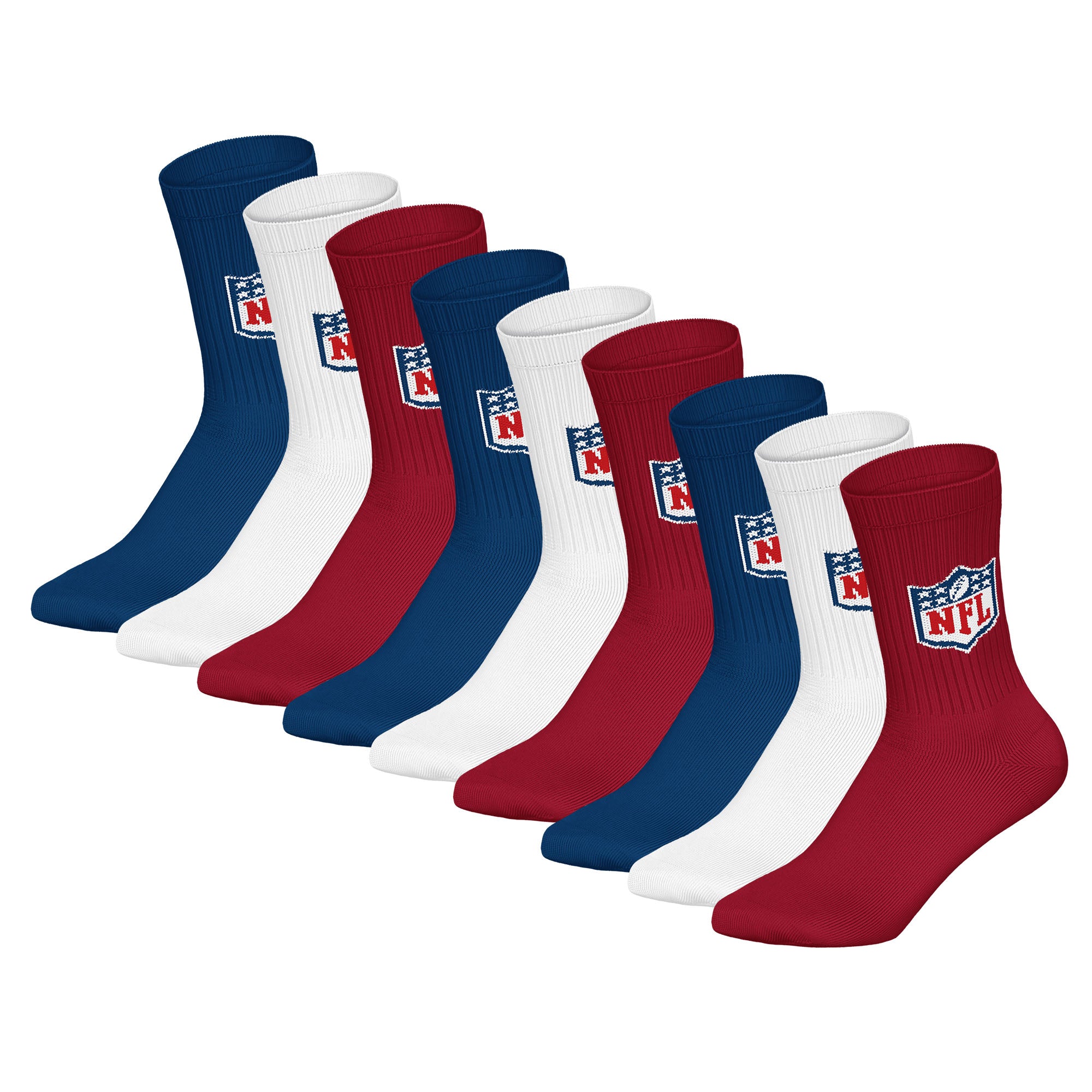 NFL Unisex Socken, 9er Pack - NFL Shield 9Pack Crew Socks, Logo, Baumwollmischung
