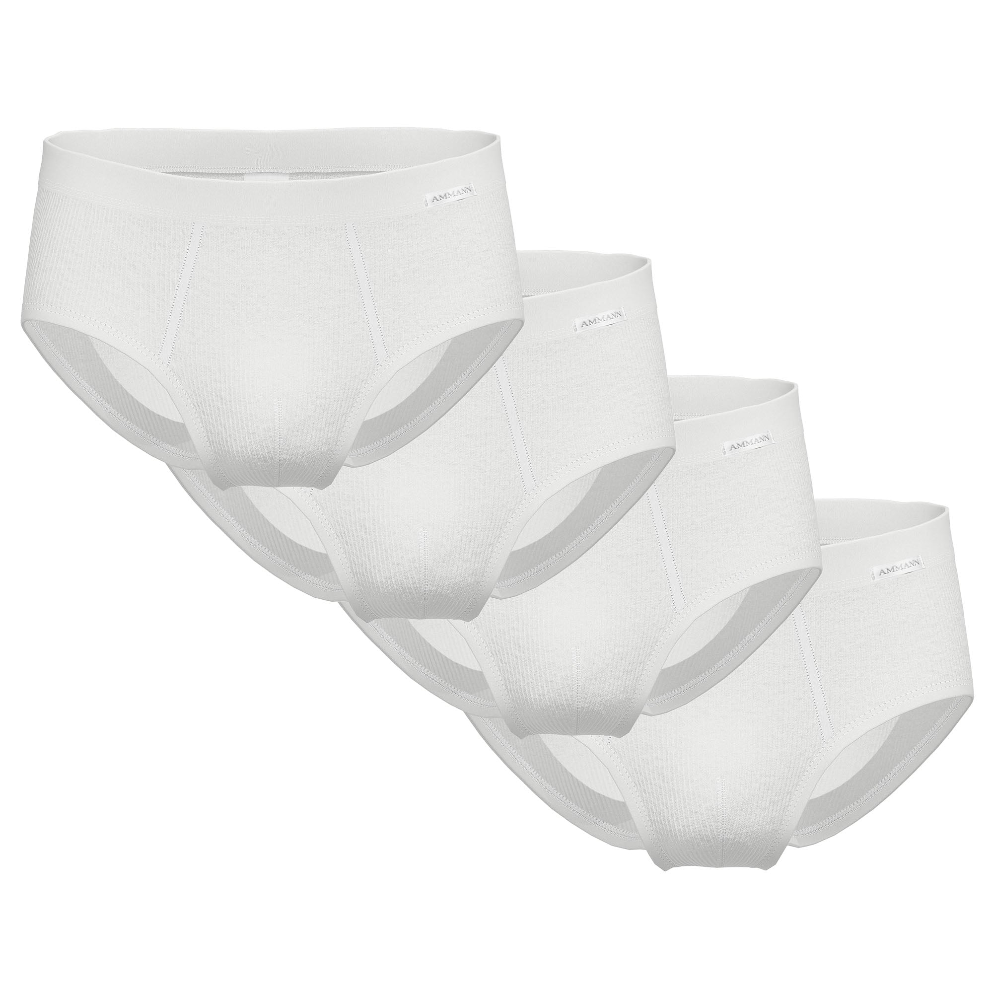 AMMANN men's briefs, pack of 4 - double rib, fly, soft waistband, cotton