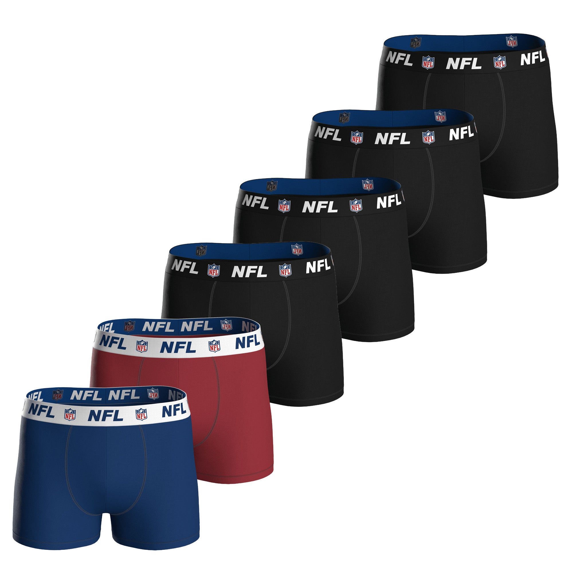 NFL Herren Boxershorts, 6er Pack - NFL Shield 6Pack Boxers, Baumwoll-Stretch, Logobund
