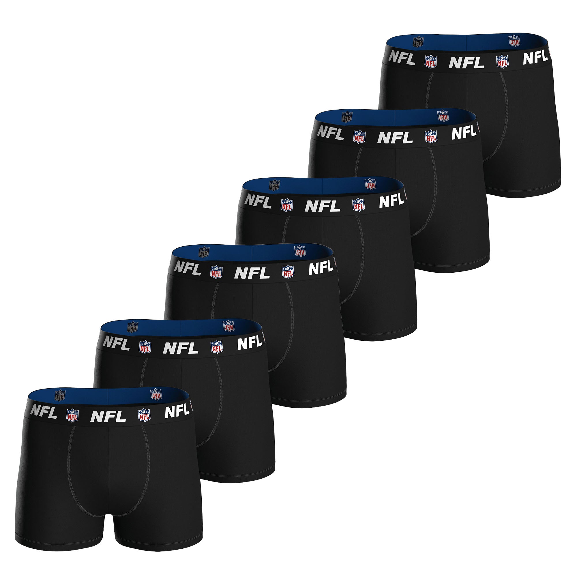NFL Herren Boxershorts, 6er Pack - NFL Shield 6Pack Boxers, Baumwoll-Stretch, Logobund