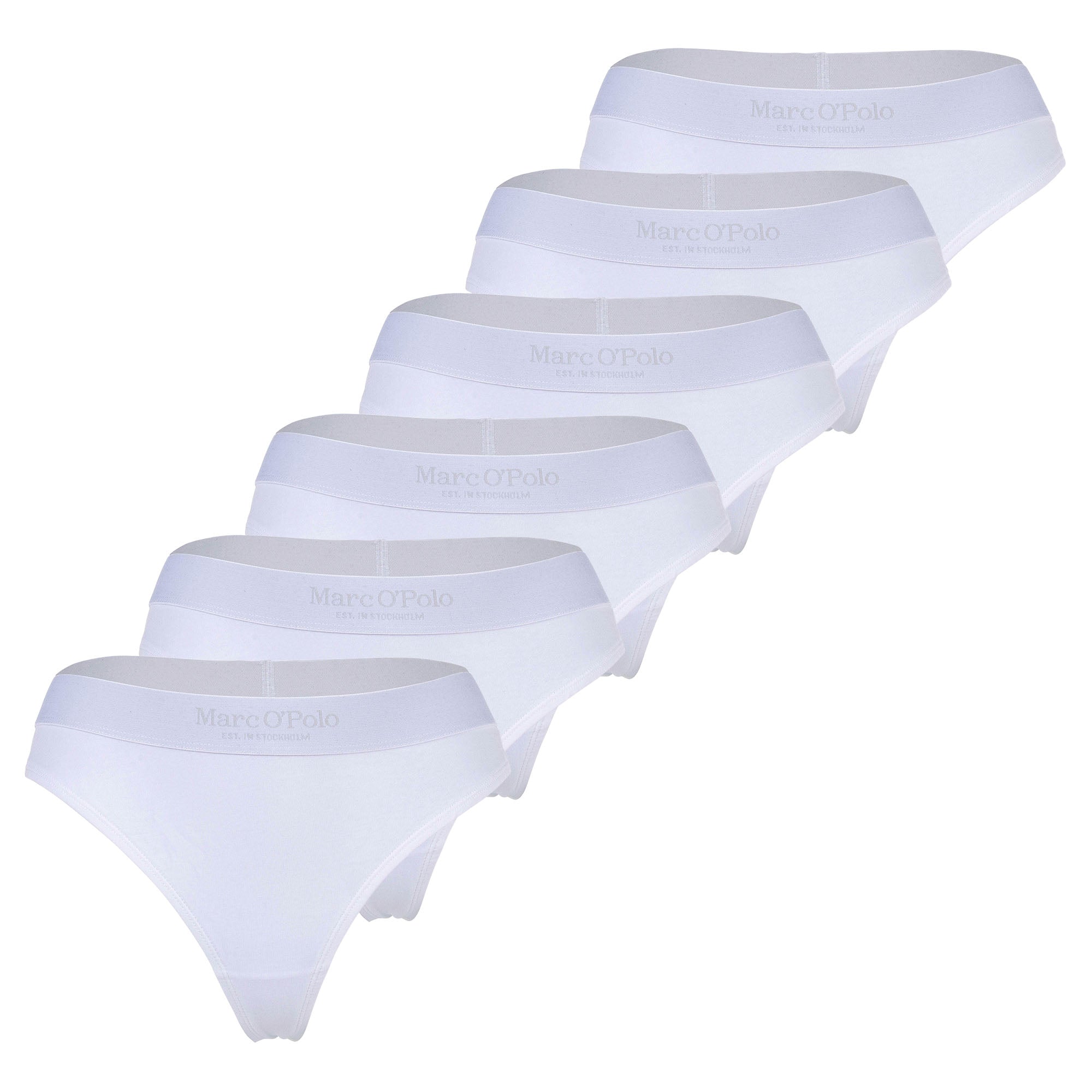 Marc O Polo Damen Strings, 6er Pack - Logobund, Organic Cotton Stretch, Basic