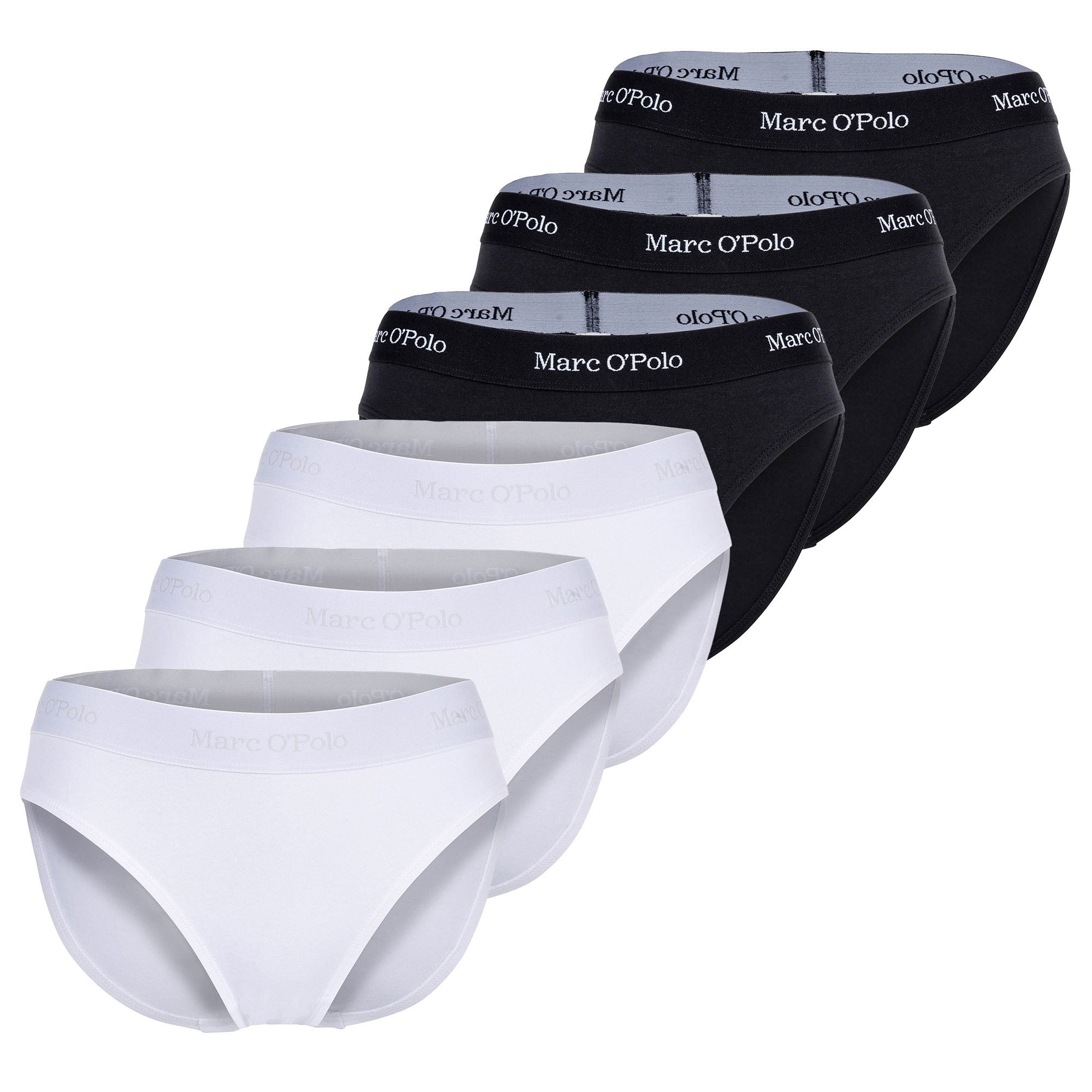 Marc O Polo Damen Slips, 6er Pack - Brief, Logobund, Organic Cotton Stretch