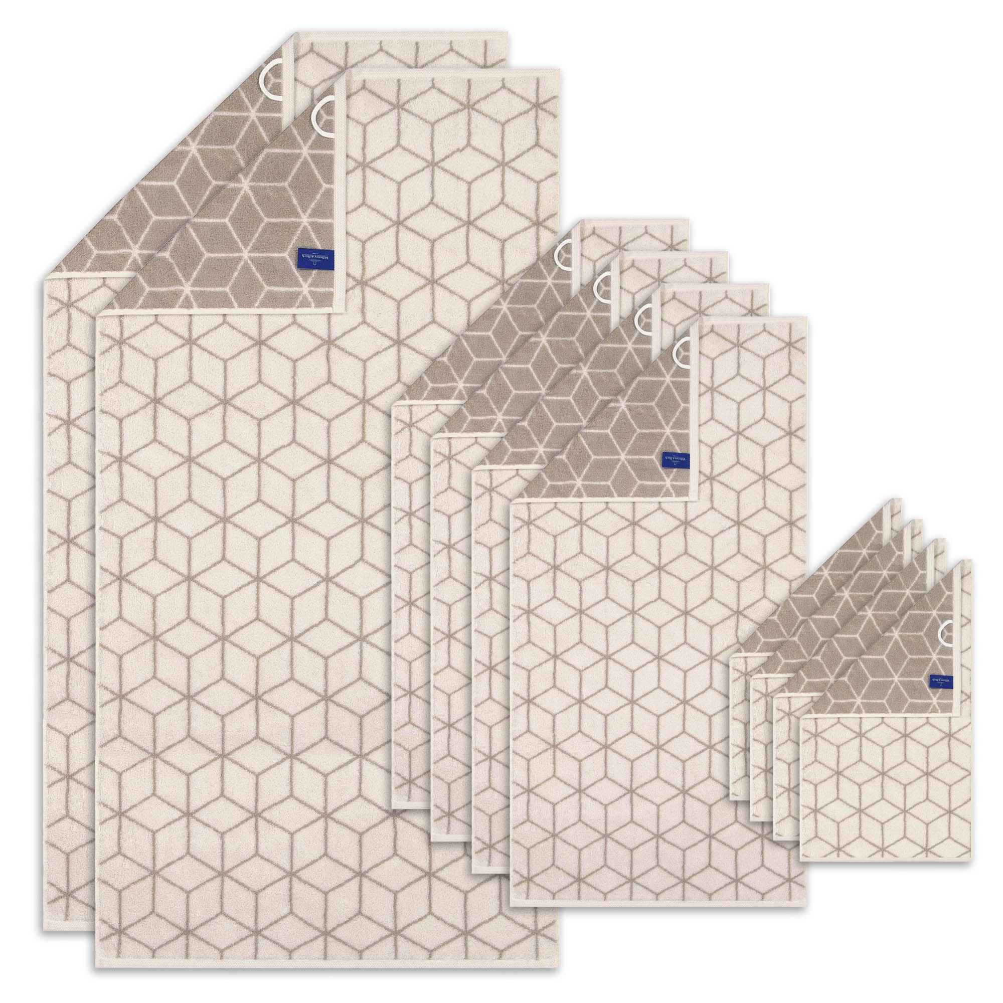 Villeroy & Boch Handtuch Set, 10-tlg. - Carré, 2x Duschtuch, 4x Handtuch, 4x Gästetuch