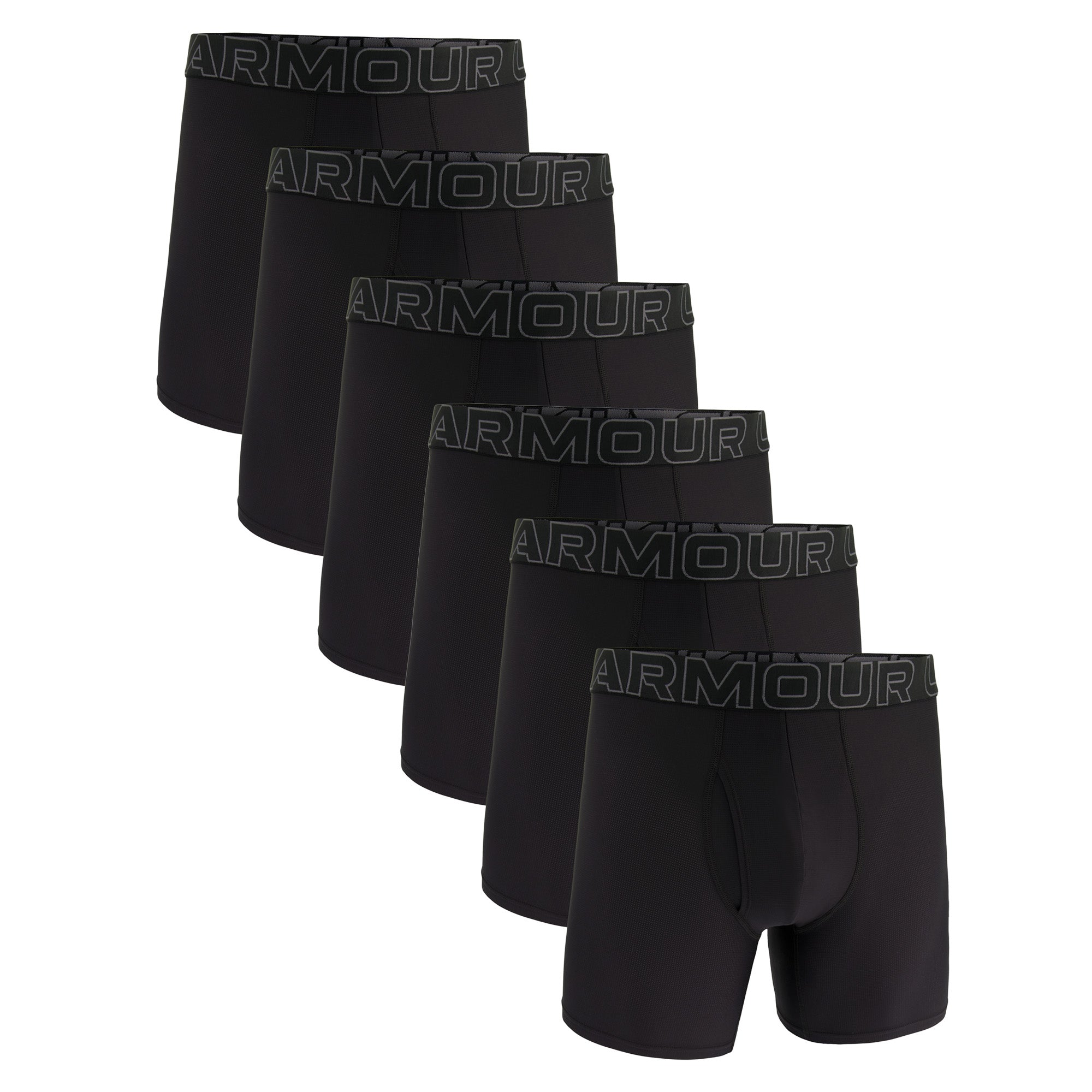 UNDER ARMOUR Men's Boxer Shorts, 6-Pack – Performance Tech Mesh Boxer Briefs Solid 6 in, Stretch, solid color