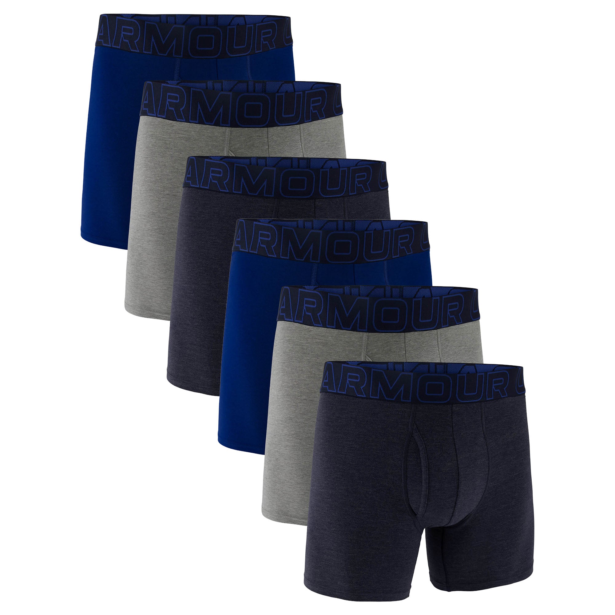 UNDER ARMOUR Men's Boxer Shorts, 6-Pack - Performance Cotton Boxer Briefs - Solid 6 in, Stretch, Cotton Blend