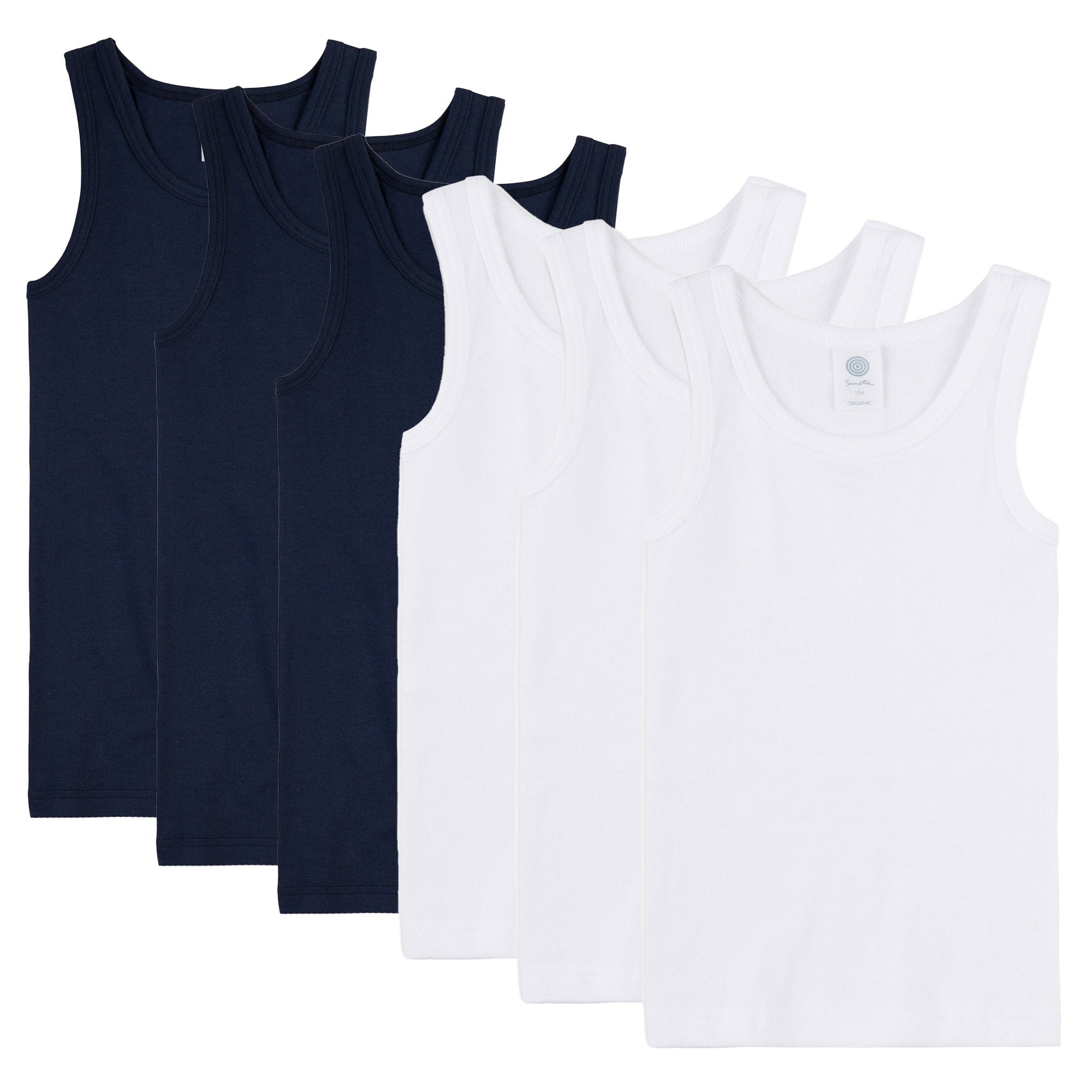 Sanetta Boys Undershirt Pack of 6 - Shirt without Sleeves, Tank Top, Basic, Organic Cotton