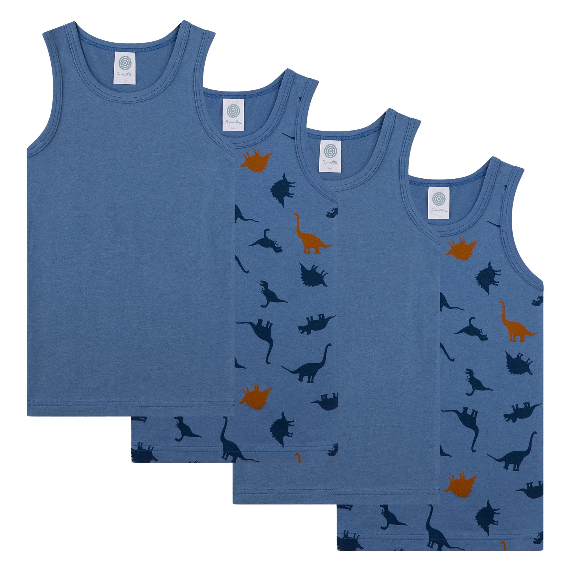 Sanetta Boys Undershirts, 4-pack - Kids, shirt, sleeveless, cotton, dinosaur