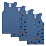 Sanetta Jungen Unterhemden, 4er Pack - Kids, Shirt, ärmellos,Baumwolle, Dino