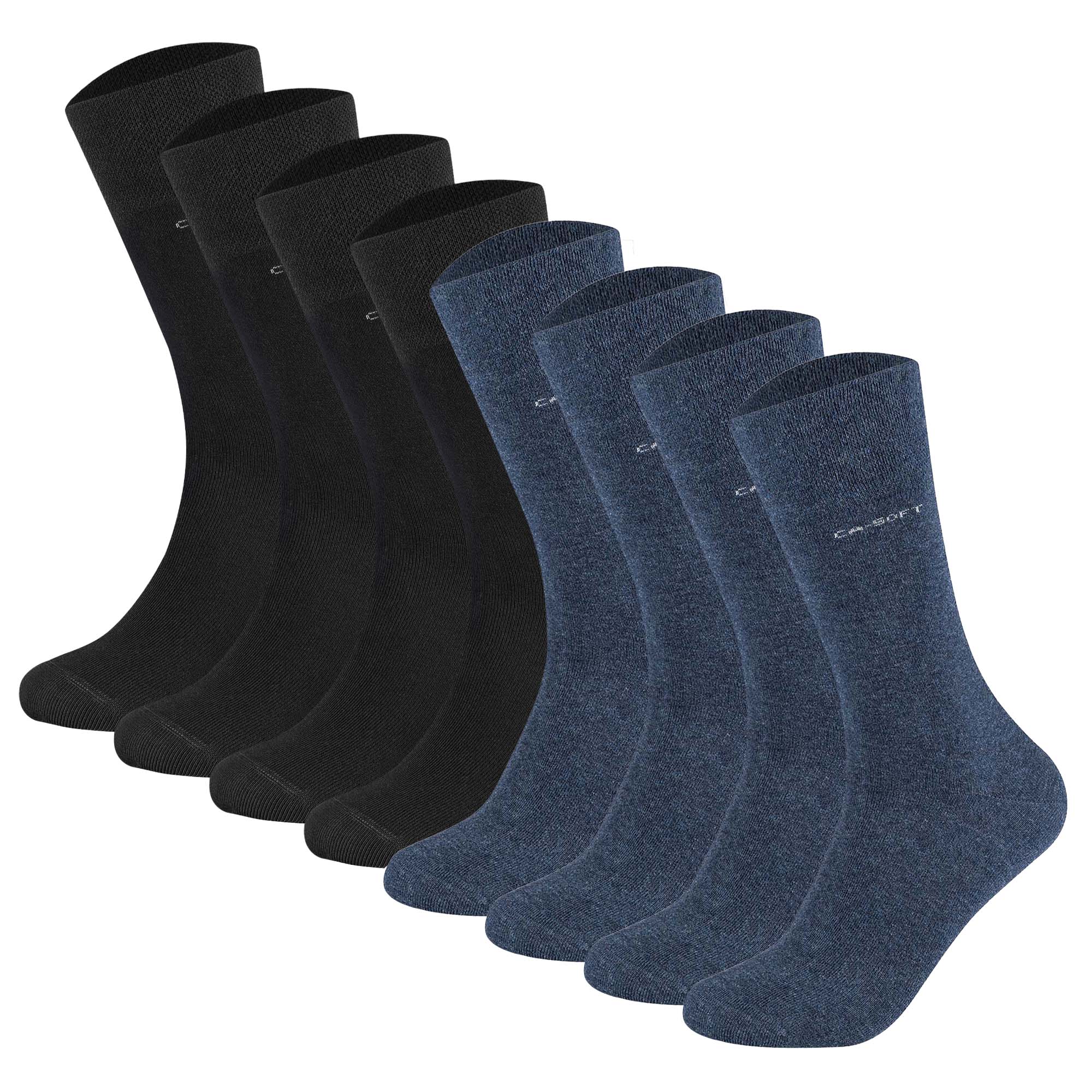 Camano Unisex Socken - Soft Socks, einfarbig, 8er Pack