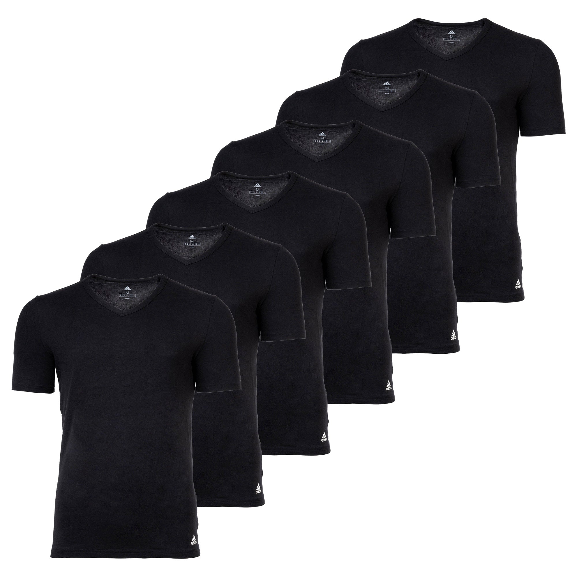 adidas Herren T-Shirt, 6er Pack - Active Flex Cotton, V-Ausschnitt, uni