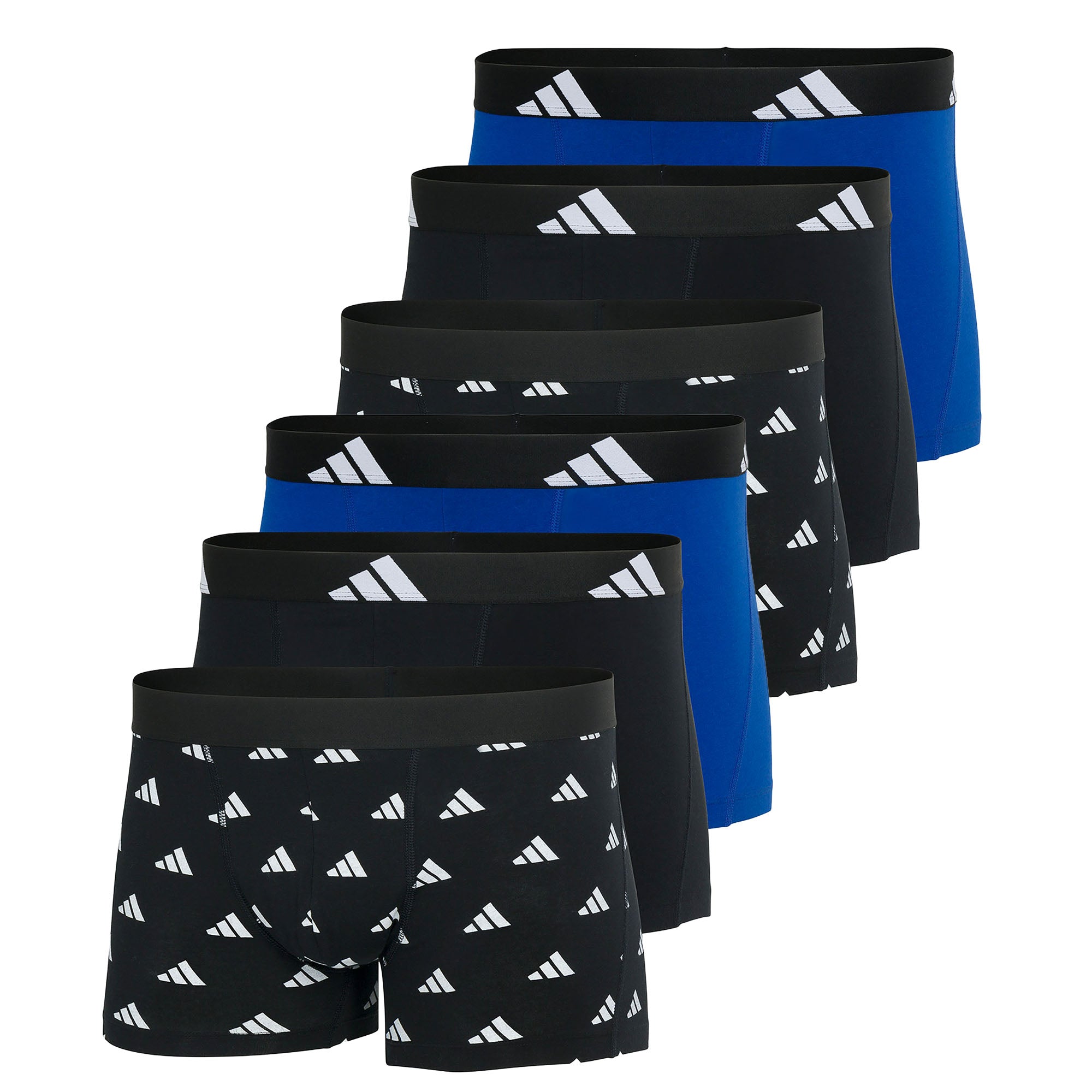 adidas men boxer shorts, 6-pack - trunks, Active Flex Cotton, logo, solid colour