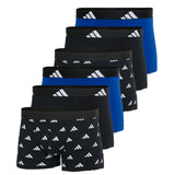 adidas men boxer shorts, 6-pack - trunks, Active Flex Cotton, logo, solid colour