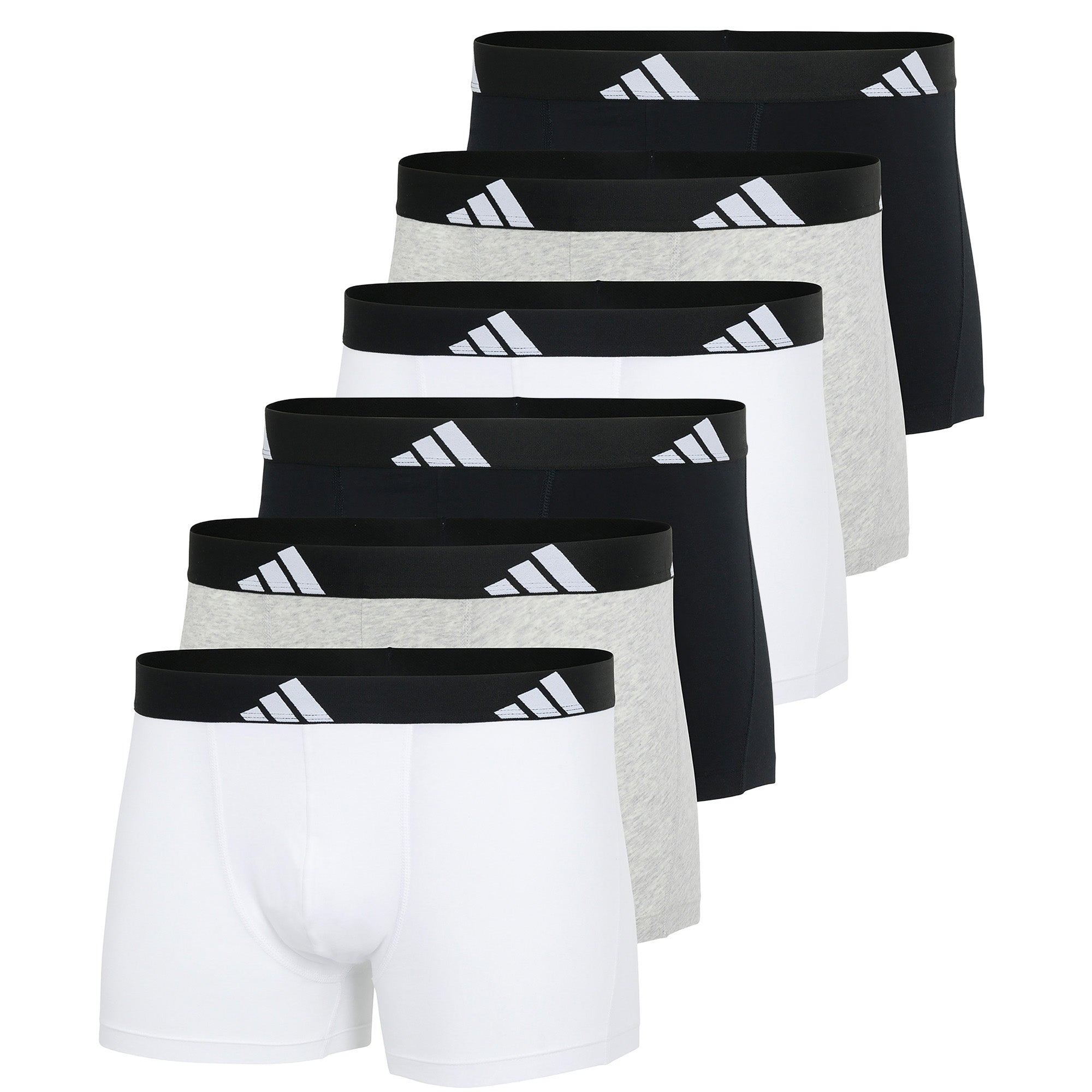 adidas Herren Boxershorts, 6er Pack - Trunks, Active Flex Cotton, Logo, einfarbig