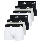 adidas Herren Boxershorts, 6er Pack - Trunks, Active Flex Cotton, Logo, einfarbig