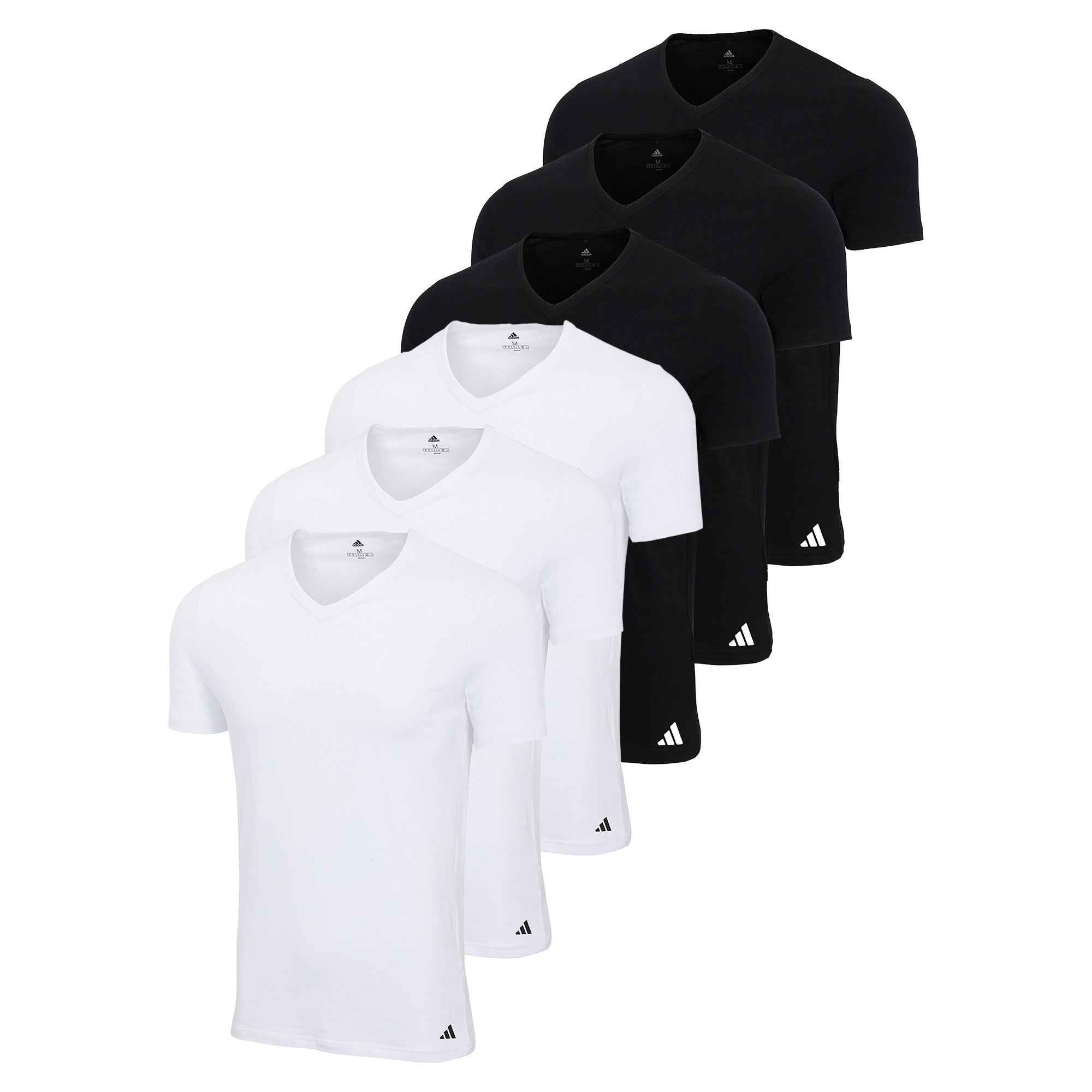 adidas Herren T-Shirt, 6er Pack - V-Neck Shirt, Active Core Cotton, einfarbig