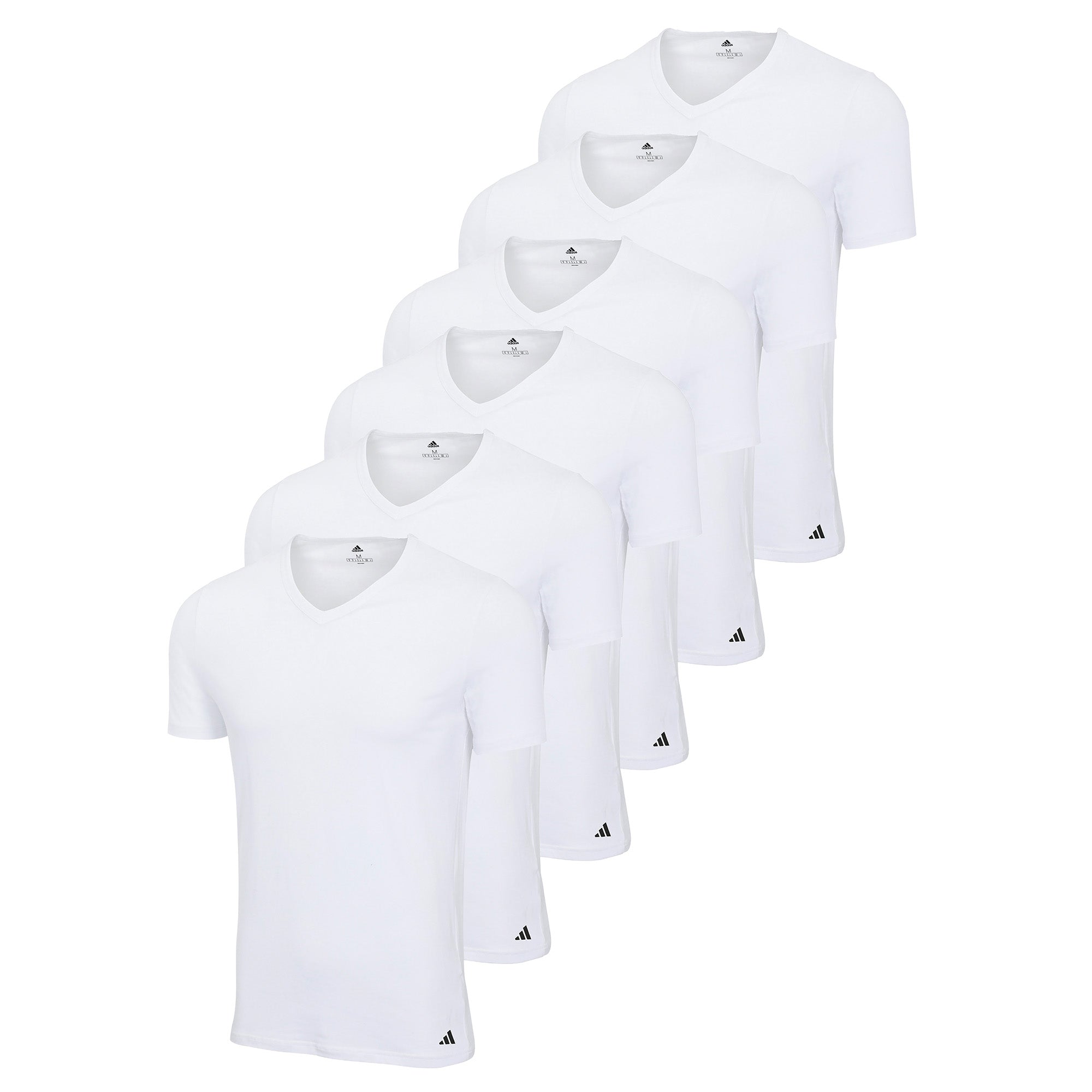 adidas Herren T-Shirt, 6er Pack - V-Neck Shirt, Active Core Cotton, einfarbig