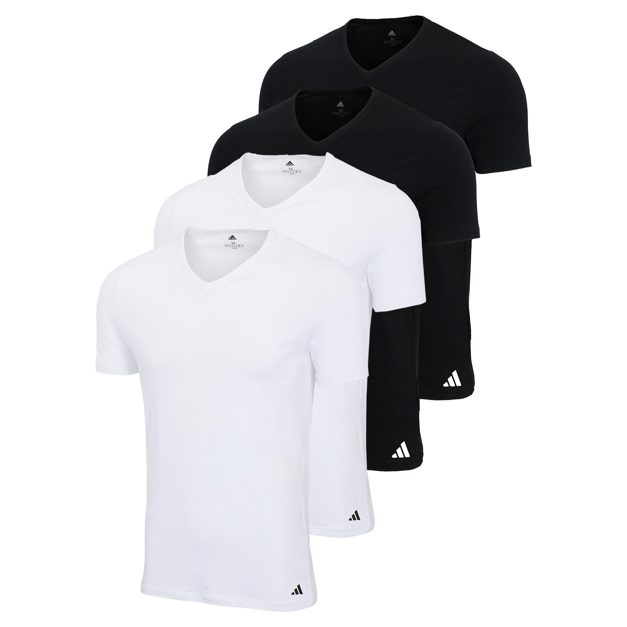 adidas Herren T-Shirts, 4er Pack - V-Neck Shirt Active Flex Cotton, einfarbig